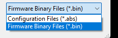 File-type drop-down with Firmware Binary Files (*.bin) selected