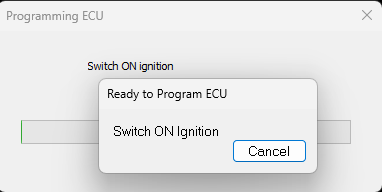 Ready to Program ECU message showing Switch ON Ignition