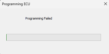 Programming ECU dialog showing Programming Failed