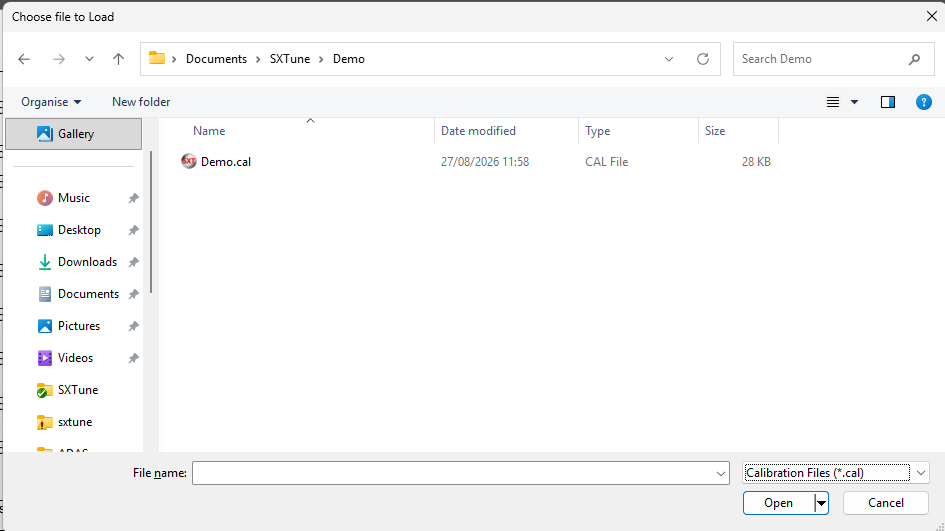 Load calibration file