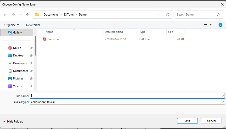 Save calibration file