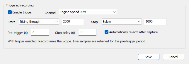 Scope trigger configuration
